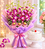 10 Purple Orchids, Eggless Pineapple Cake & Ferrero Rocher