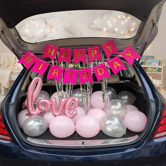 Pink Love Car Boot Birthday Surprise Decor