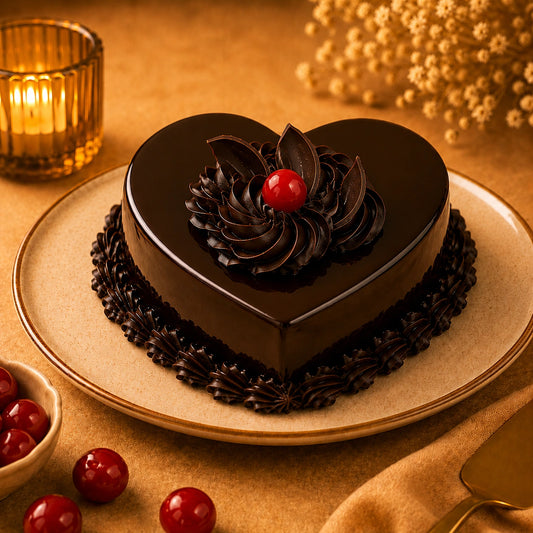 10 Purple Orchids With Chocolate Truffle Cake