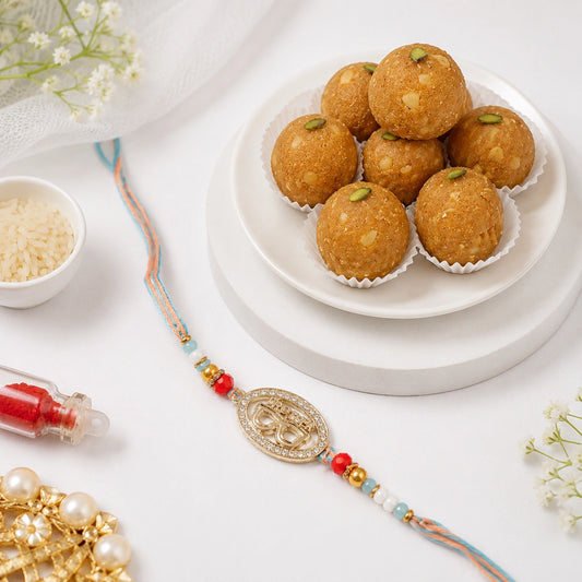 Cool Brother Rhinestone Rakhi with Besan Laddo