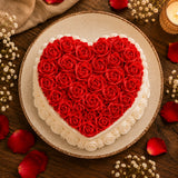 Pretty Roses Black Forest Heart Cake