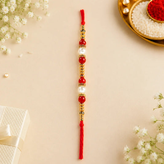 Pearl Rakhi with Kaju Roll & Almonds | Festive Raksha Bandhan Sweet Gift