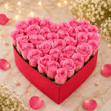35 Pink Roses With Eggless Chocolate Truffle Cake