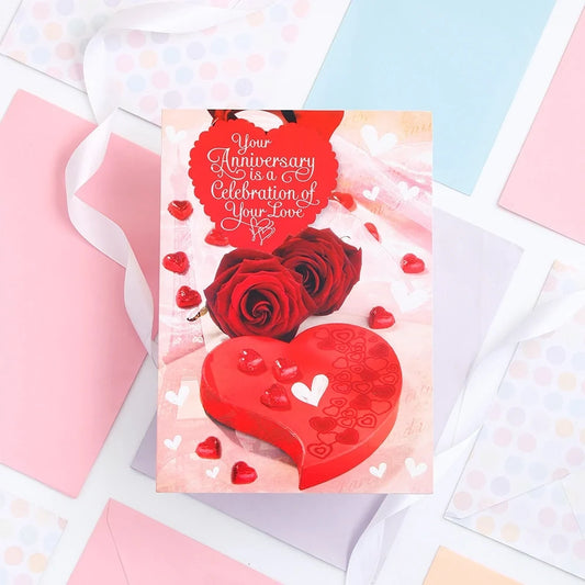 Celebration of Love Anniversary Card With Chocolate
