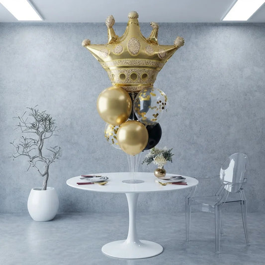 Golden Crown Balloon Bouquet Stand Decor
