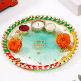 Divine Ganesha Green Designer Pooja Thali