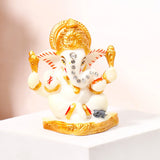 Ganesha Idol with Set of 2 Modak Diyas - Yellow