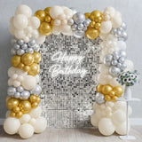 Golden Sequin Shimmer Wall with Neon Birthday Decor