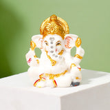Ganesha Idol with Set of 2 Modak Diyas - Orange
