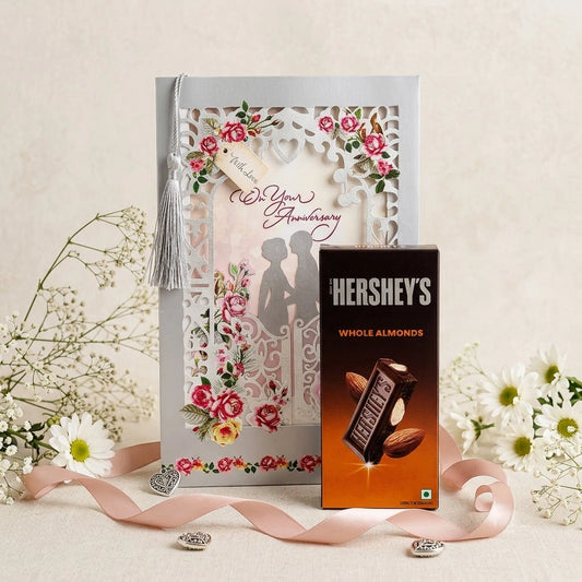 With Love On Your Anniversary Greeting Card With Chocolate