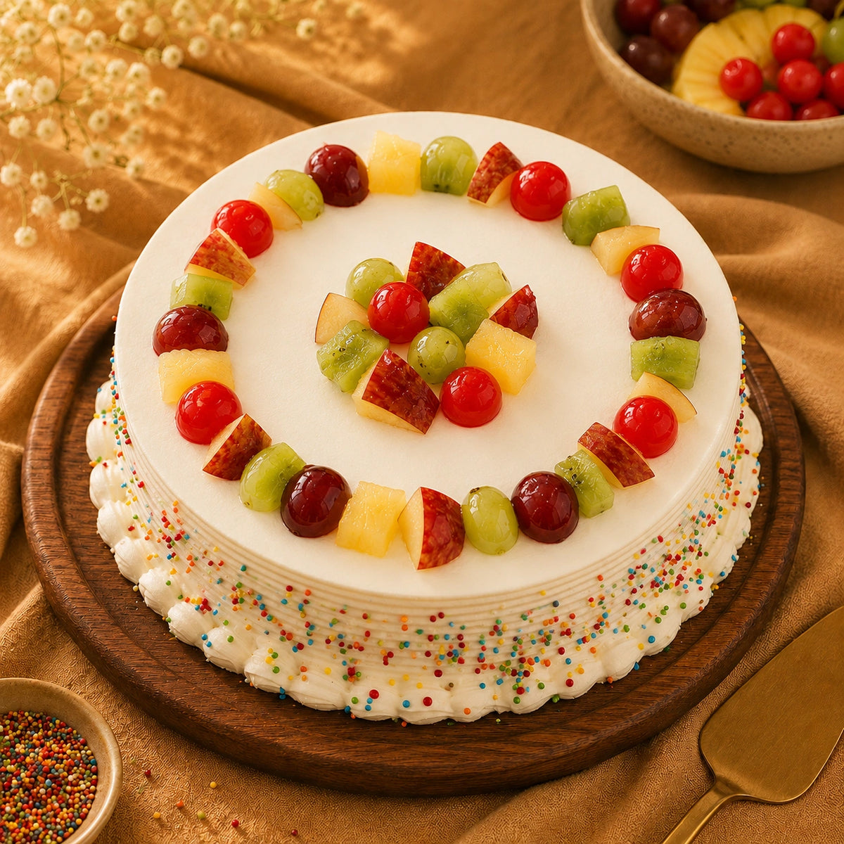 Fresh Fruit Vanilla Garden Cream Cake