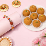 Rudraksh Wood Bead Rakhi with Besan Laddo