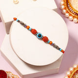 Rudraksh Evil Eye Bead Rakhi with Rasgulla