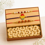 Pearl, Rudraksha & Ganesha Rakhi with Premium Cashews | Festive Family Rakhi Pack