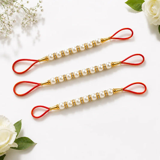 Set of 3 Pearl Rakhi  with Ferrero Rocher Chocolates | Luxury Rakhi Gift Set