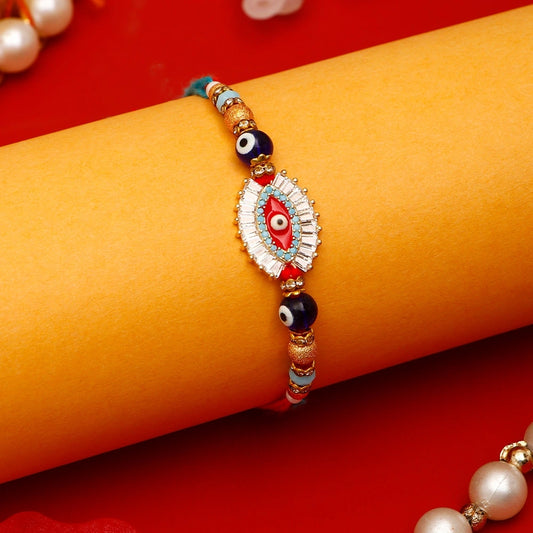 Evil Eye Kundan Rakhi with Rasgulla