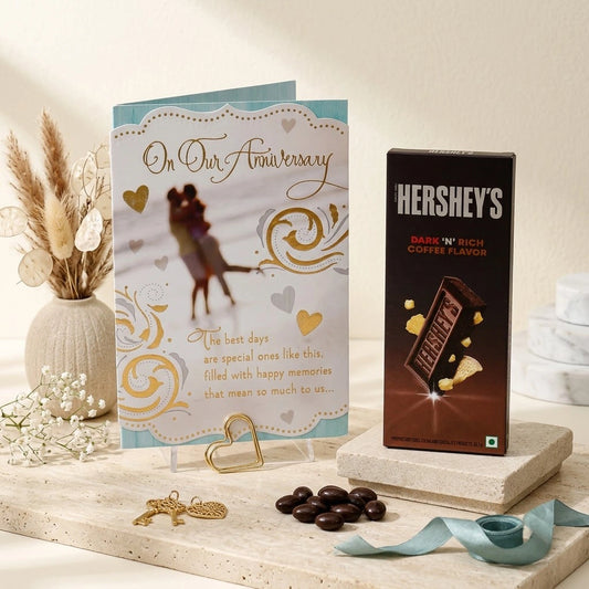 On Our Anniversary Greeting Card With Chocolate