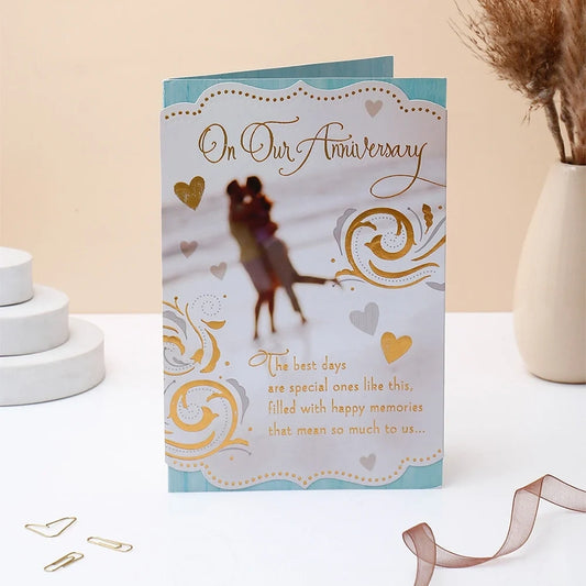 On Our Anniversary Greeting Card With Chocolate