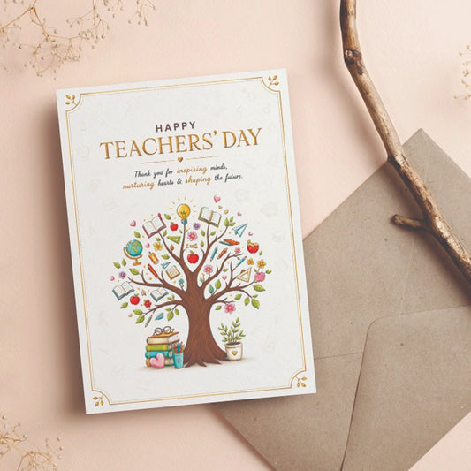 Happy Teachers' Day Tree of Knowledge Personalised Greeting Card