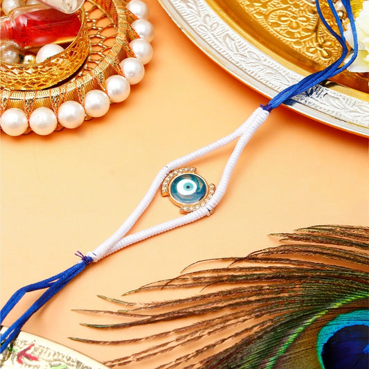 Evil Eye Marquise Rhinestone Rakhi with Besan Laddo