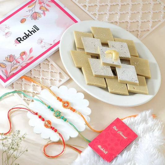 Exquisite Rakhi with Kaju Katli
