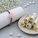 Crystal Flower Charm Bracelet Rakhi with Kaju Roll