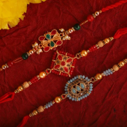 Fashionable Triple Rakhi Set