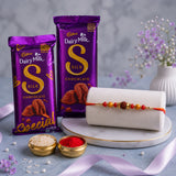 Rudraksha Rakhi With Cadbury Silk Chocolates