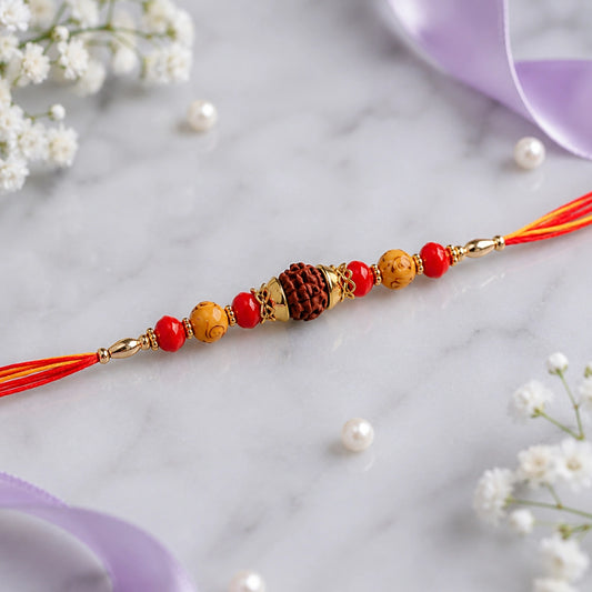 Rudraksha Rakhi With Cadbury Silk Chocolates