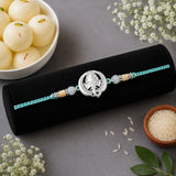 Silver Ganesha Mint Rakhi with Rasgulla