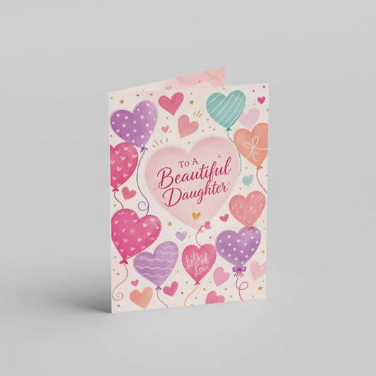 Heart BalloonsDaughter's Day Personalised Card