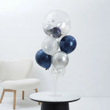 Navy & Silver Confetti Bobo Balloon Stand
