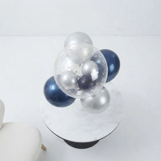 Navy & Silver Confetti Bobo Balloon Stand