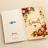 Personalized Diwali Greeting Card with Golden Lanterns & Brass Diyas