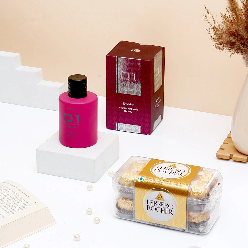 Ferrero Rocher - 200 GM and Archies 01 Women Perfume