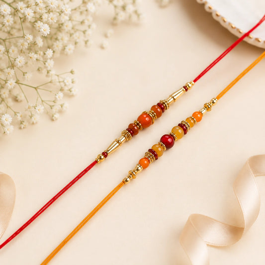 Pearl And Rudraksh Rakhi Set With Dry Fruits