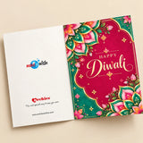 Personalized Diwali Greeting Card with Pink & Teal Mandala Florals