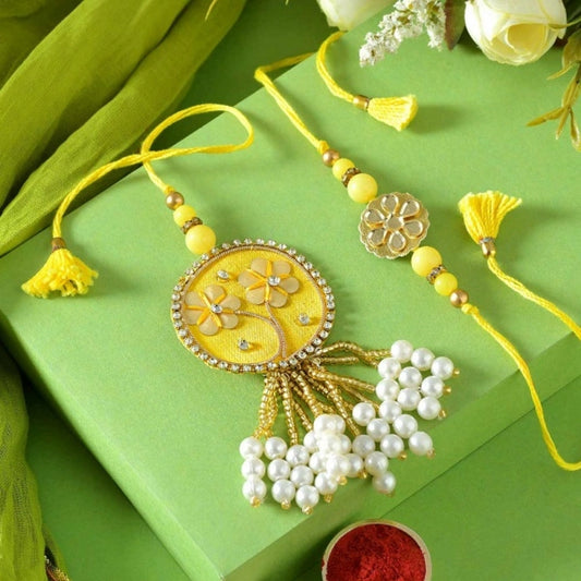 Glossy Yellow Floral Lumba Set