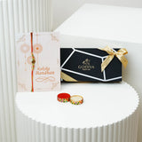 Antique Green Rakhi with Godiva Chocolate Box