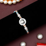 Silver Peacock Medallion Rakhi with Gulab Jamun & Dry Fruits