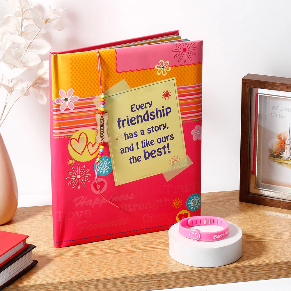 Archies Friendship Scrapbook & Pink Silicone Bracelet Set