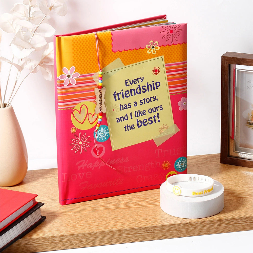Archies Friendship Scrapbook & White Silicone Bracelet Set