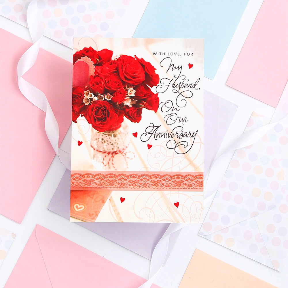With Love, For My Husband On Our Anniversary Greeting Card