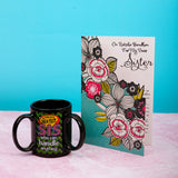 Beautiful Sister Greeting Card with 3 Handle Mug