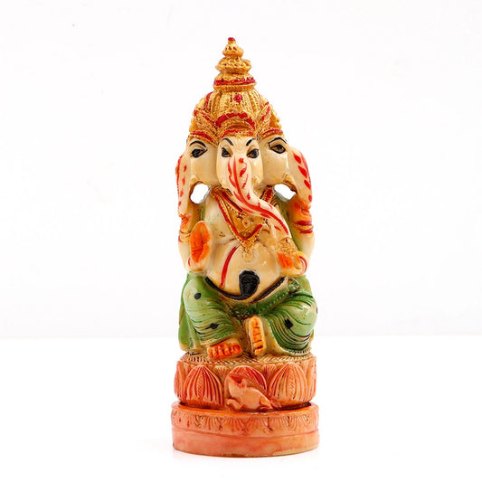 Trimukhi Ganesha Idol - Ganapati Handcrafted Figurine