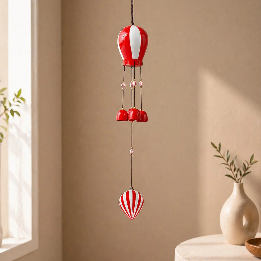 Red & White Hot Air Balloon Wind Chime