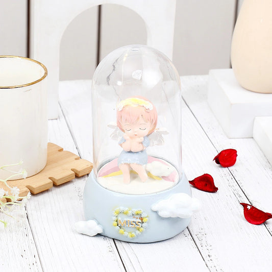 Miss Angel Girl Figurine with Glass Dome