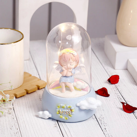 Miss Angel Girl Figurine with Glass Dome