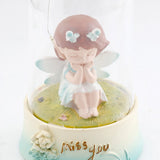 Miss You Fairy Girl Figurine with Glass Dome