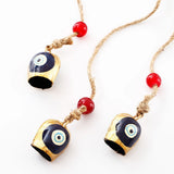 Evil Eye Black Bell & Red Bead Jute Wall Hanging